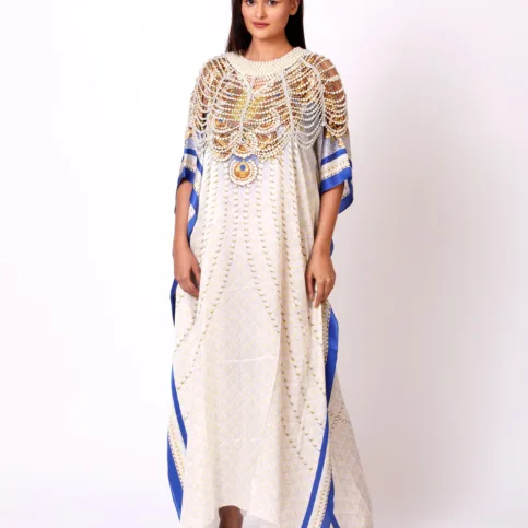 Satin Silk Bijoux Pearl Kaftan