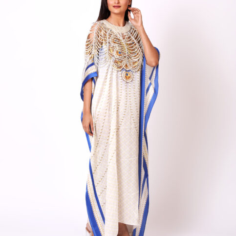 Satin Silk Bijoux Pearl Kaftan