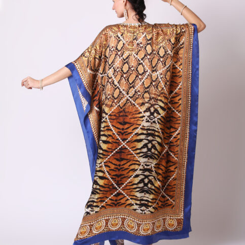 Satin Silk Bijoux Animal Pearl Kaftan