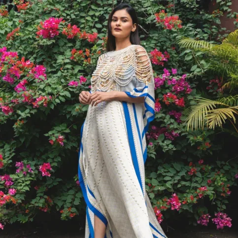 Satin Silk Bijoux Pearl Kaftan