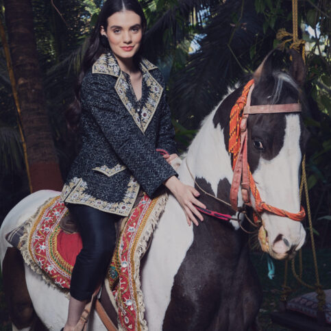 Aztec Print Quilted Embroidered Jacket