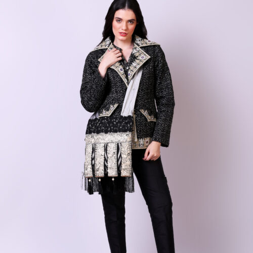 Aztec Print Quilted Embroidered Jacket