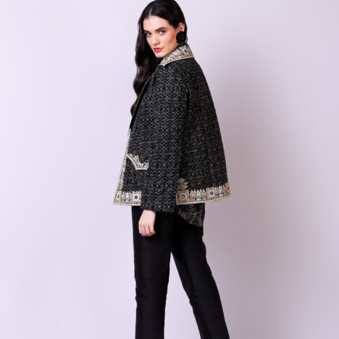 Aztec Print Quilted Embroidered Jacket