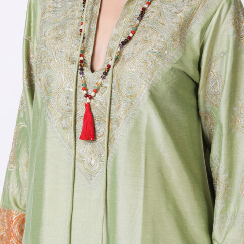 Computer Embroidered Silk Kurta
