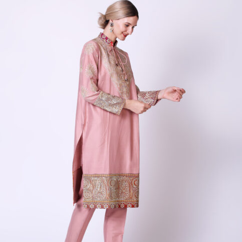 Computer Embroidered Silk Kurta