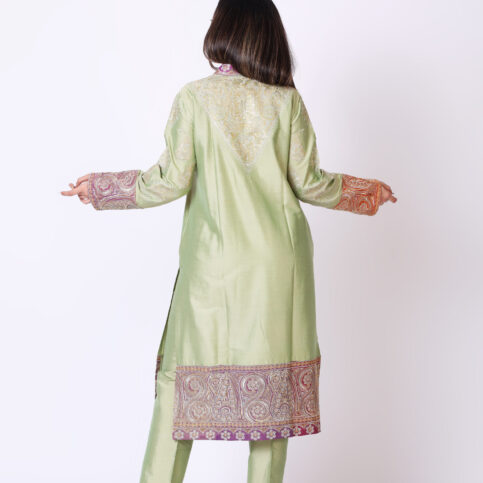 Computer Embroidered Silk Kurta