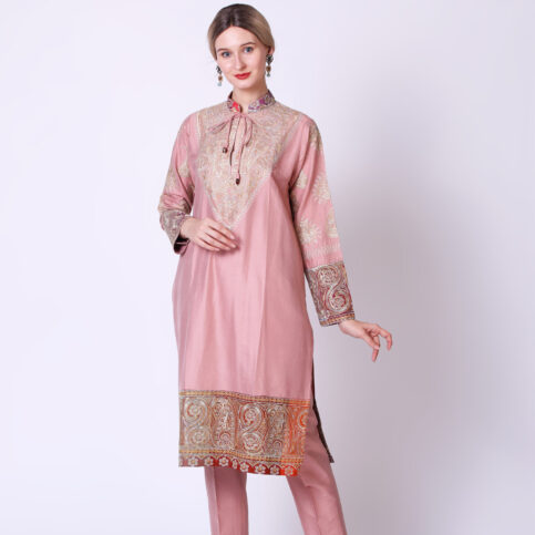 Computer Embroidered Silk Kurta