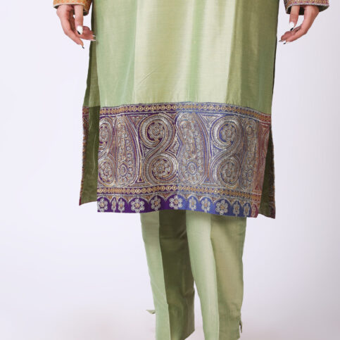 Computer Embroidered Silk Kurta