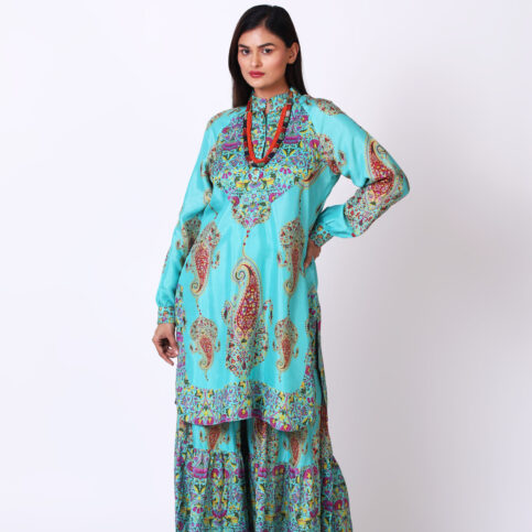 Coordinate Print Joker Patch Raglan Sleeve Tunic