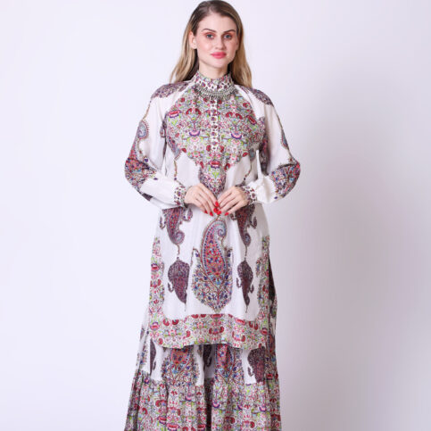 Coordinate Print Joker Patch Raglan Sleeve Tunic