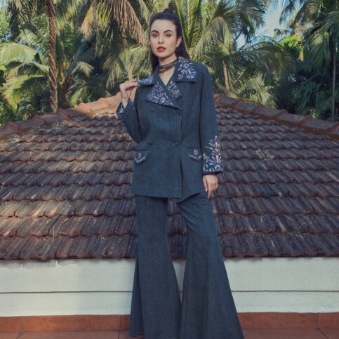 Cotton Canvas Lenticular Embroidered Jacket