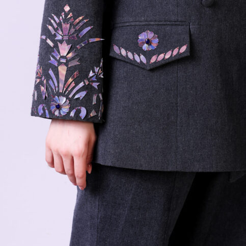 Cotton Canvas Lenticular Embroidered Jacket