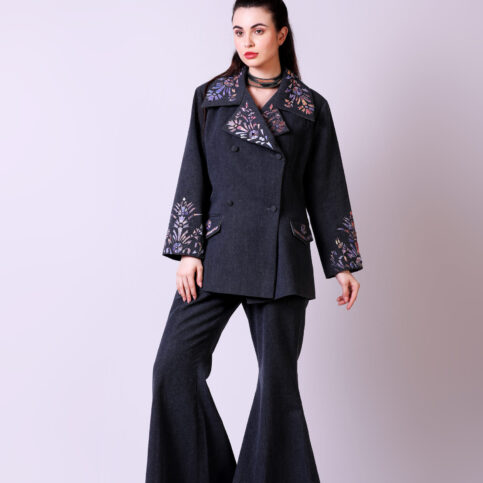 Cotton Canvas Lenticular Embroidered Jacket