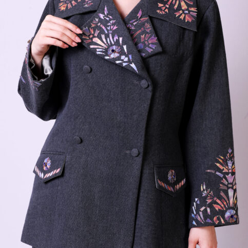 Cotton Canvas Lenticular Embroidered Jacket