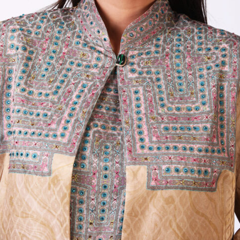Cotton Satin Jacquard Banjara Print Jacket
