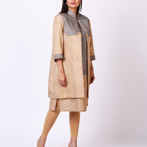 Cotton Satin Jacquard Banjara Print Jacket