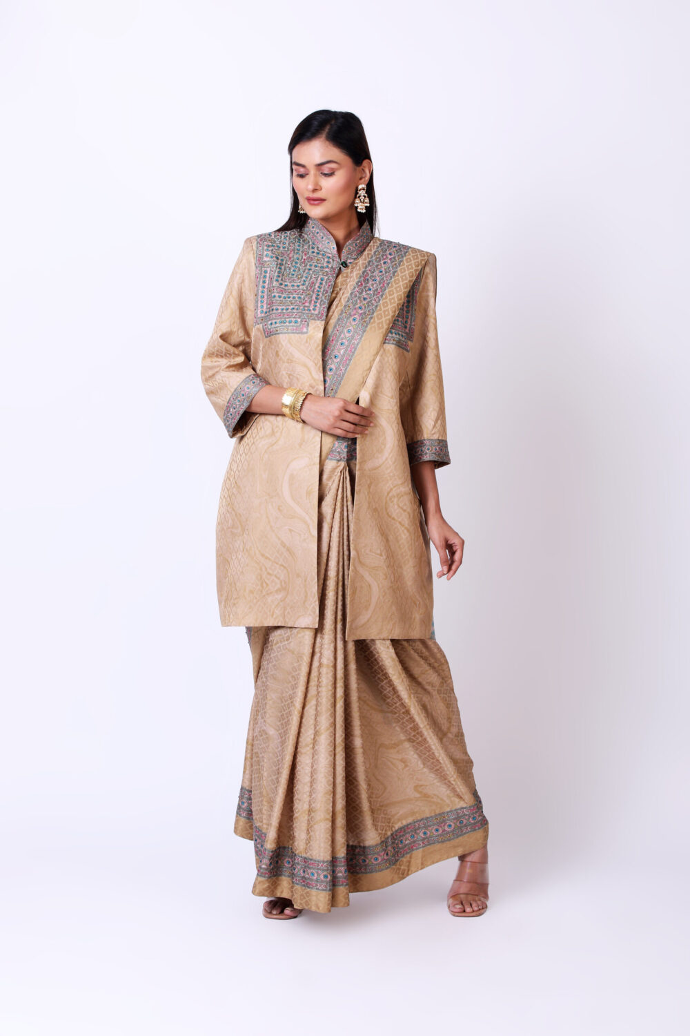 Cotton Satin Jacquard Banjara Print Jacket