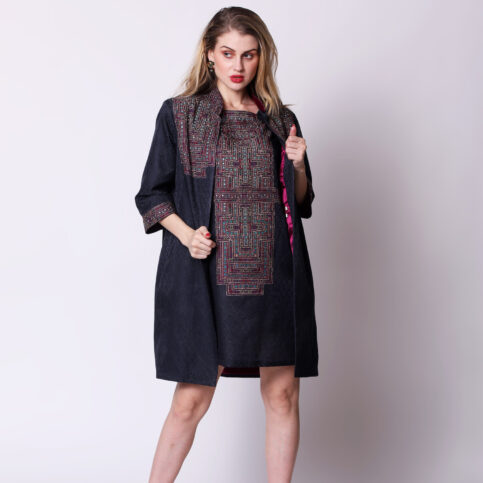 Cotton Satin Jacquard Banjara Print Jacket