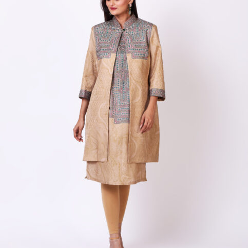 Cotton Satin Jacquard Banjara Print Jacket