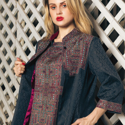 Cotton Satin Jacquard Banjara Print Jacket