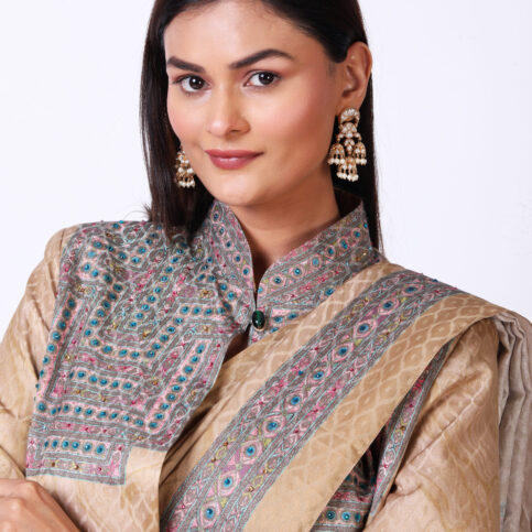 Cotton Satin Jacquard Banjara Print Saree