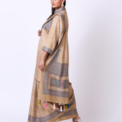 Cotton Satin Jacquard Banjara Print Saree