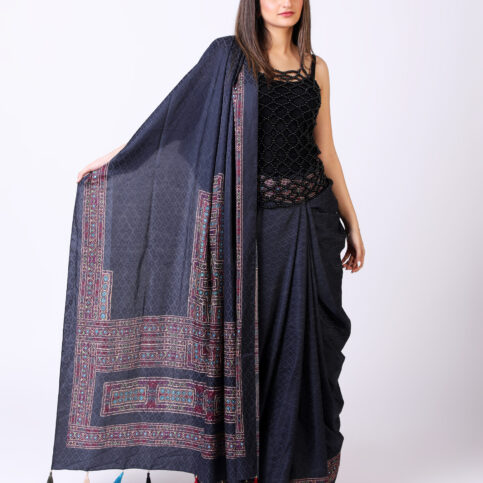 Cotton Satin Jacquard Banjara Print Saree