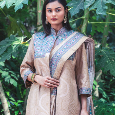 Cotton Satin Jacquard Banjara Print Saree