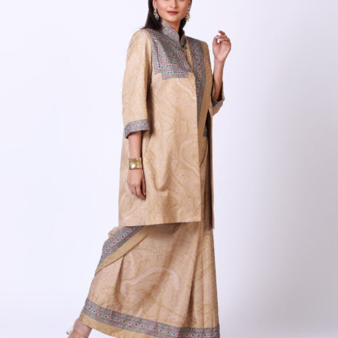 Cotton Satin Jacquard Banjara Print Saree