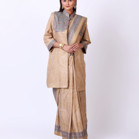 Cotton Satin Jacquard Banjara Print Saree