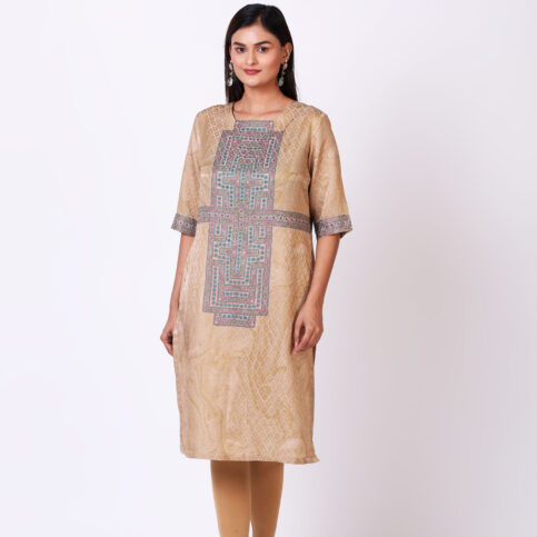 Cotton Satin Jacquard Banjara Print Tunic