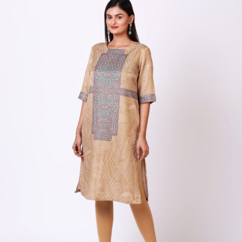 Cotton Satin Jacquard Banjara Print Tunic