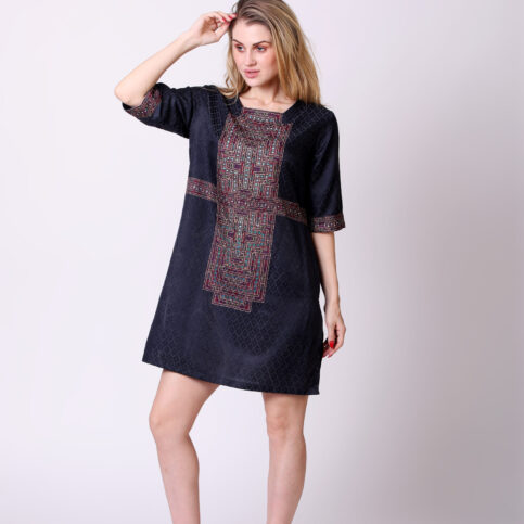 Cotton Satin Jacquard Banjara Print Tunic