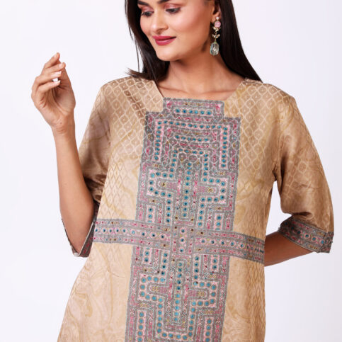 Cotton Satin Jacquard Banjara Print Tunic