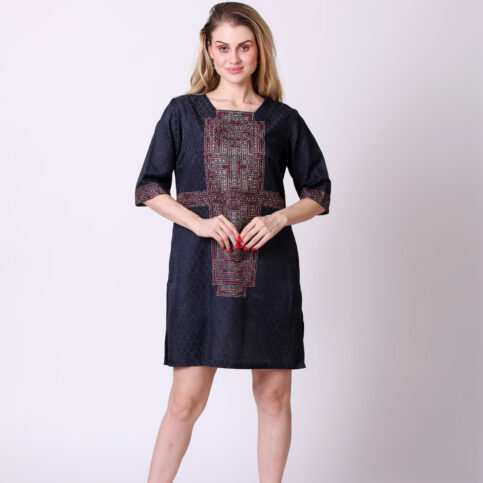 Cotton Satin Jacquard Banjara Print Tunic