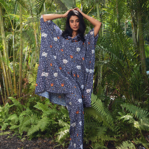 Flame Flower Cotton Voile Kaftan