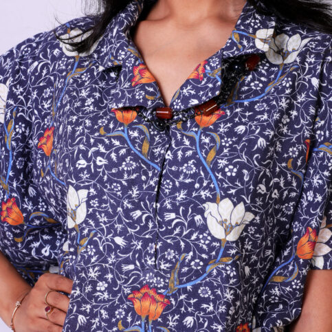 Flame Flower Cotton Voile Kaftan