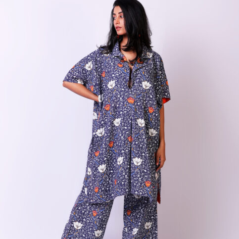 Flame Flower Cotton Voile Kaftan