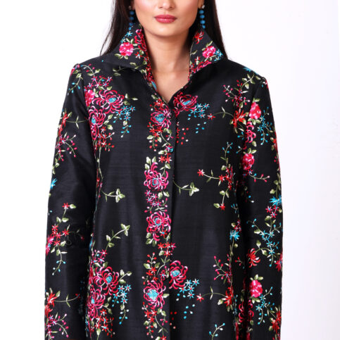 Floral Embroidered Silk Jacket