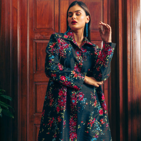 Floral Embroidered Silk Jacket