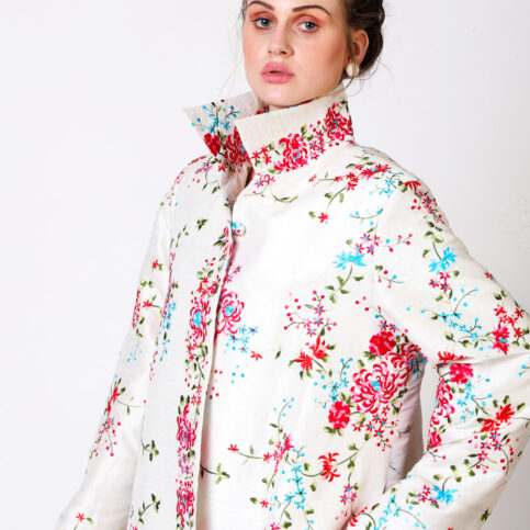 Floral Embroidered Silk Jacket