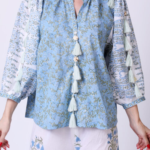 Hand Block Printed Cotton Voile Blouse
