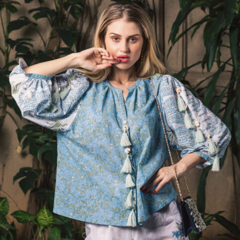 Hand Block Printed Cotton Voile Blouse