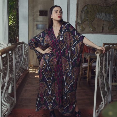Ikat Printed Crossover Kaftan