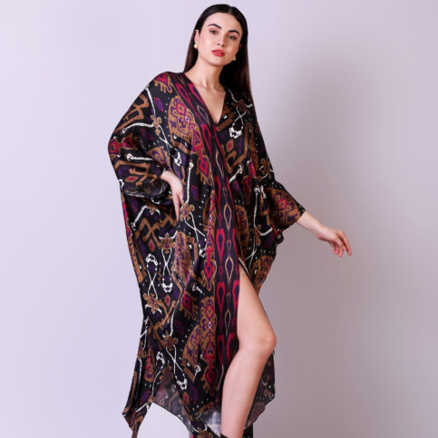 Ikat Printed Crossover Kaftan