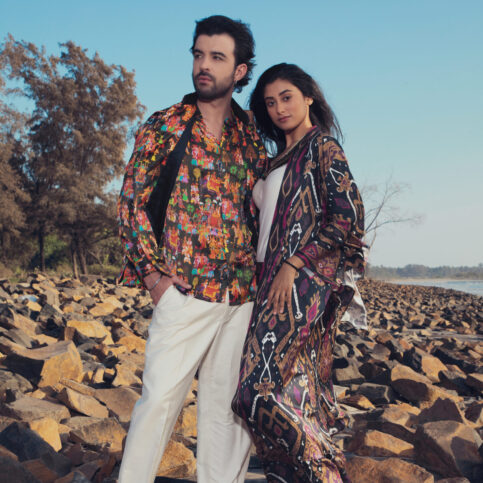 Ikat Printed Kimono Shrug