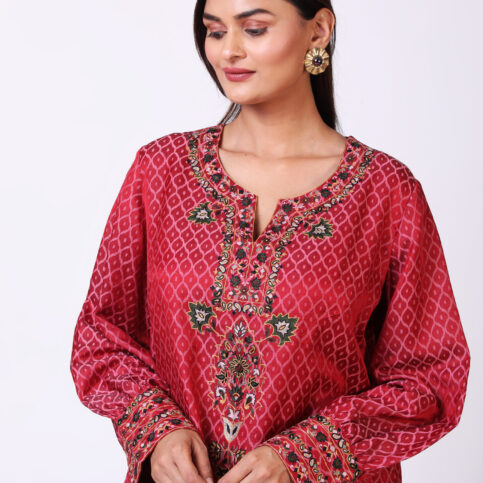 Jacquard Embroidered Kurta
