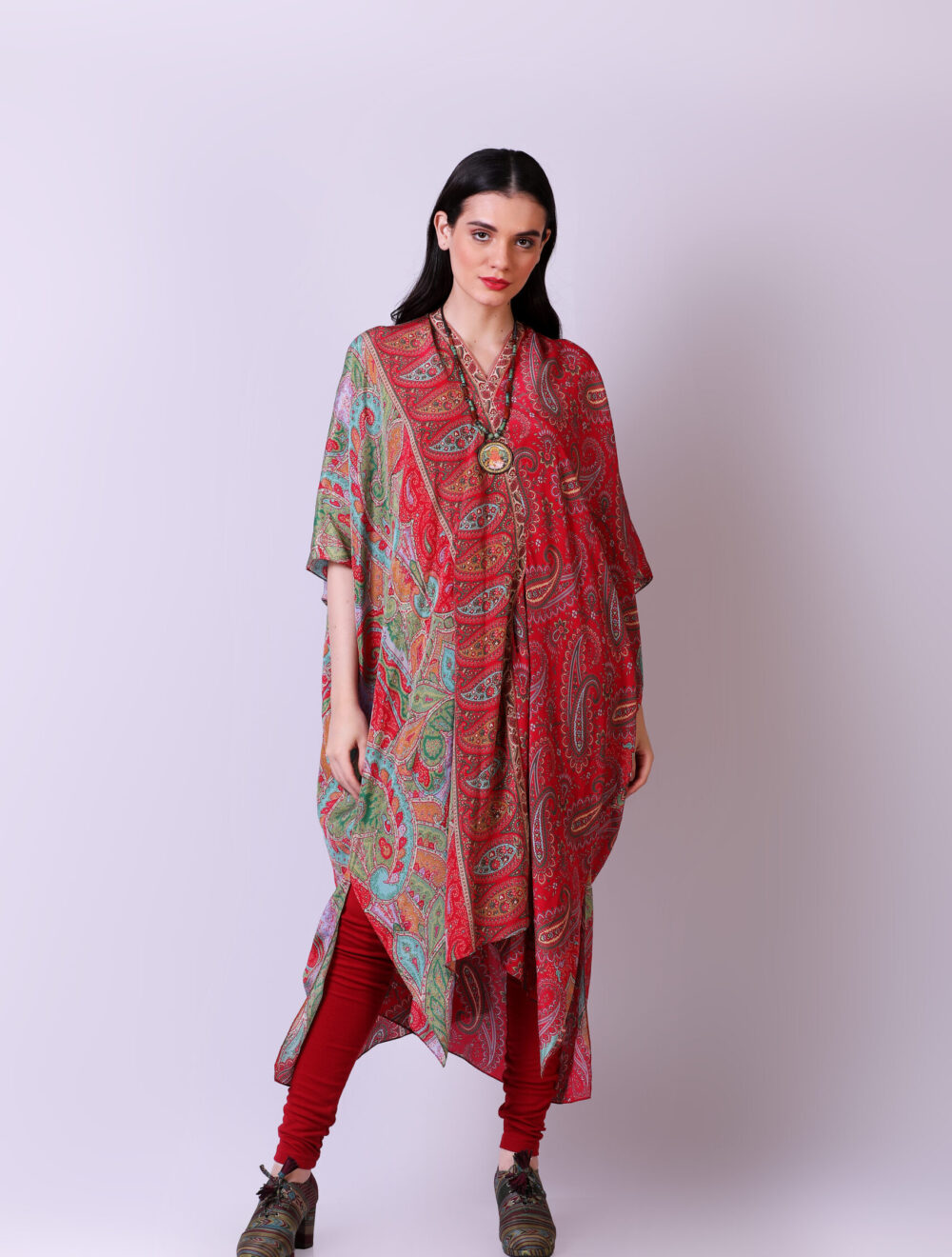 Jamawar Printed CDC Crossover Kaftan