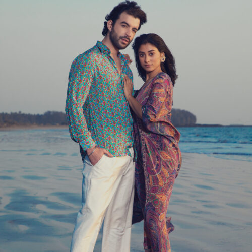 Jamawar Printed CDC Crossover Kaftan and mens shirt