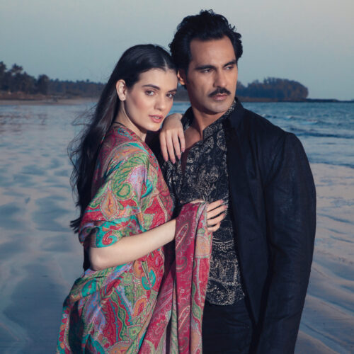 Jamawar Printed CDC Crossover Kaftan